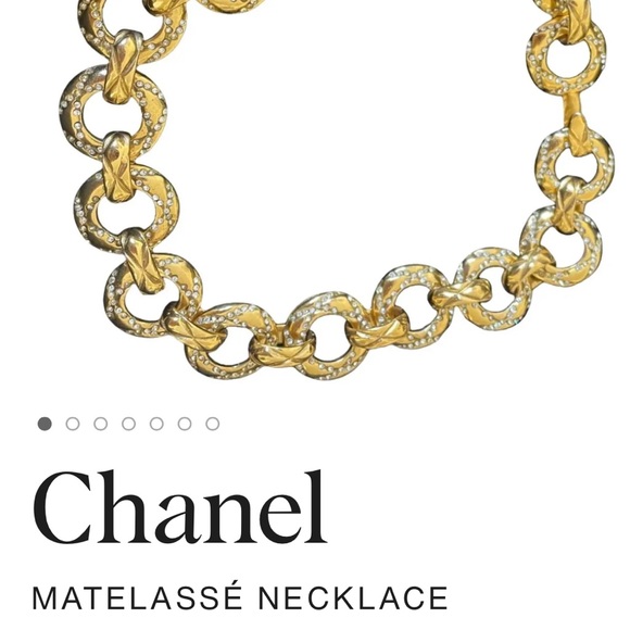 Chanel matelasse quilted necklace gold plated & crystal 1984 Lagerfeld authentic - Picture 1 of 16